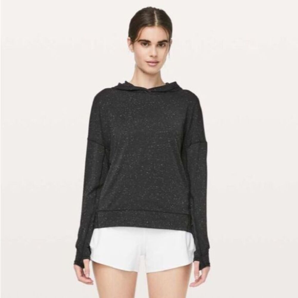 Lululemon Squad Goals Oversized Hoodie Sweatshirt Sz 2 Black White Confetti 217 - Picture 2 of 7